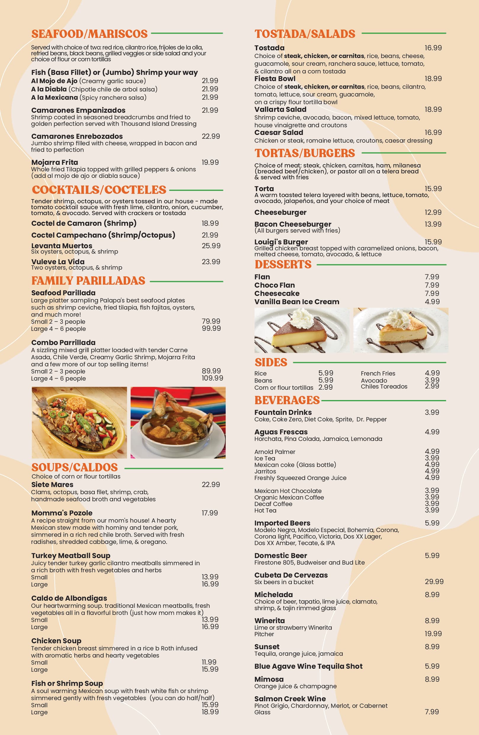 Palapa Restaurant All-Day Menu · Back original menu card